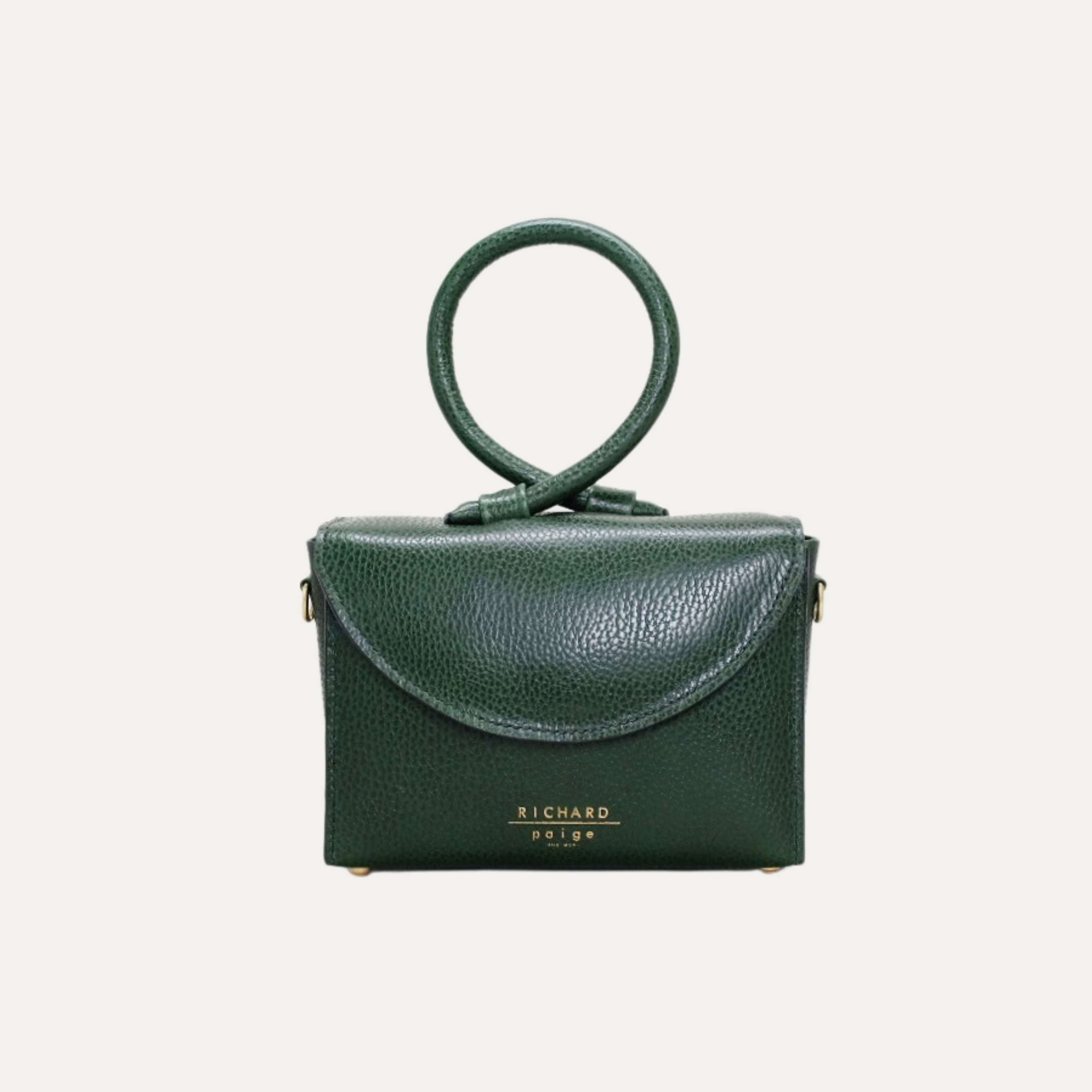 Pebbled Green Italian Leather Loop Handle Handbag Made in Australia