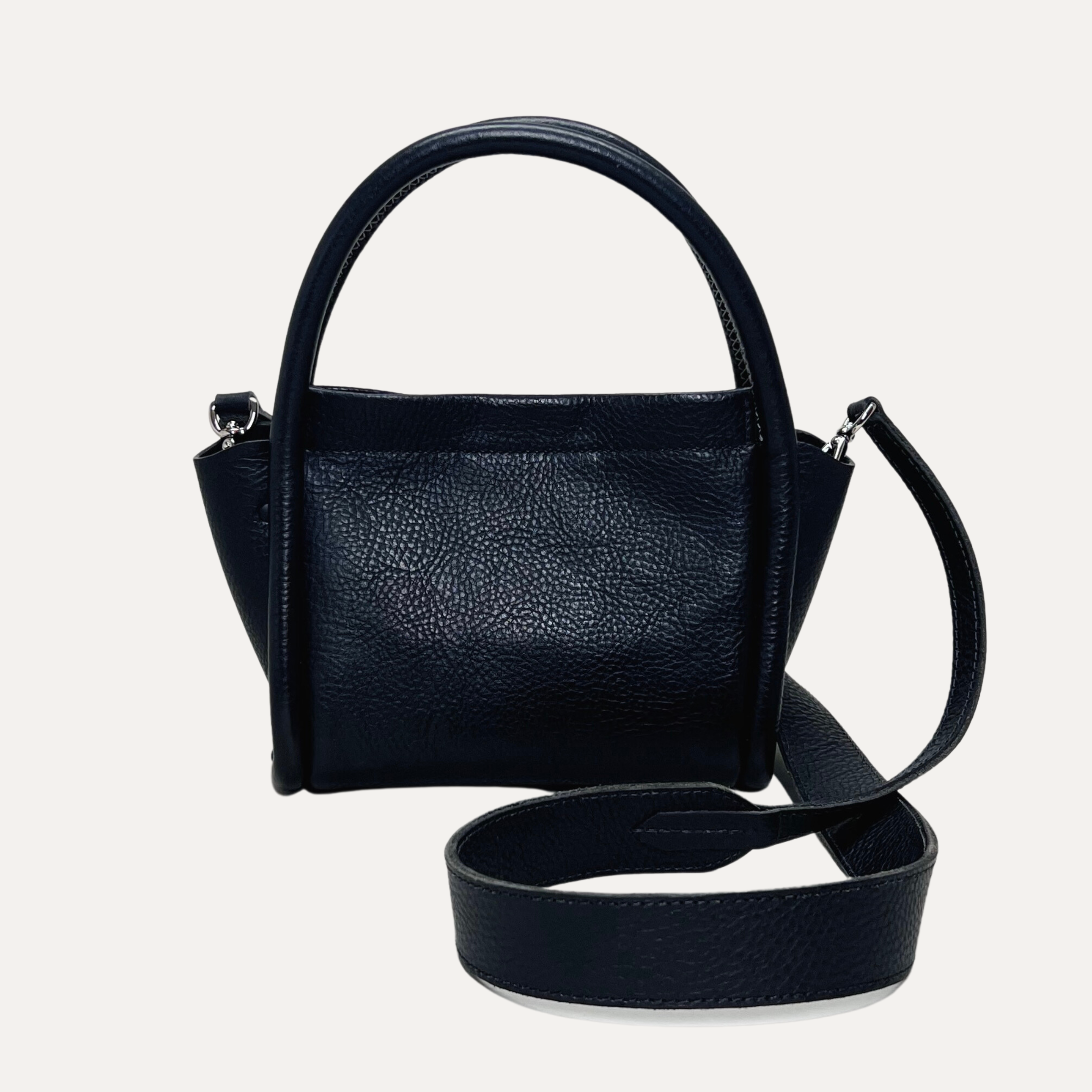 Luxury Pebbled Black Leather Handbag made in Australia