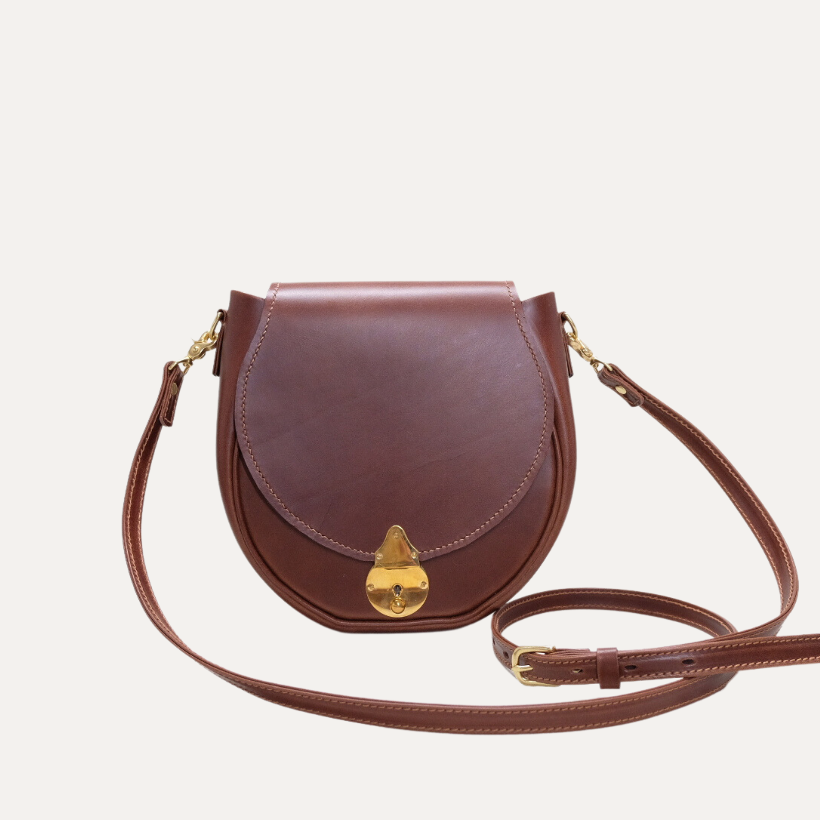 Walnut Italian Leather Saddle Bag Made in Australia