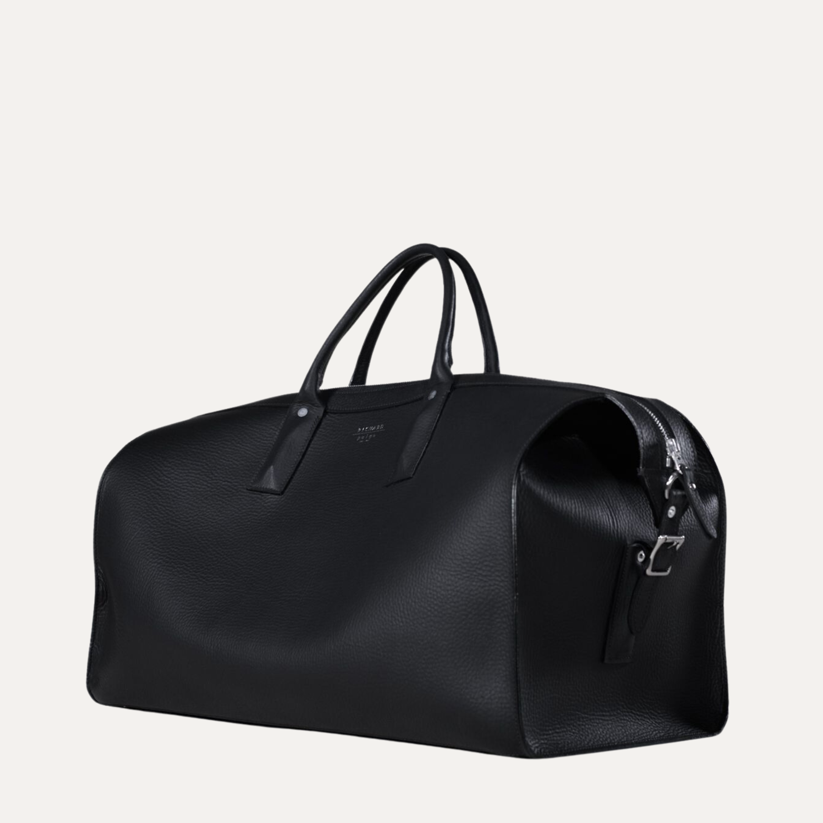 Pebbled Black Leather Weekender Travel Duffle Bag | Made in Australia